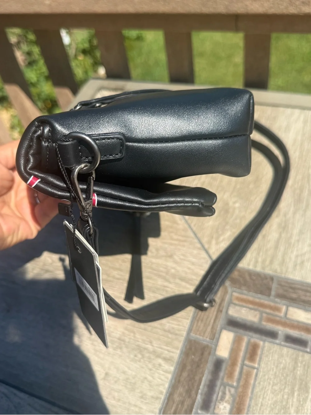 NWT Ed Hardy Foldover Clutch Black Vegan Leather Crossbody Bag